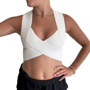 Forever 21 wrap around stretch bandage crop top white Medium